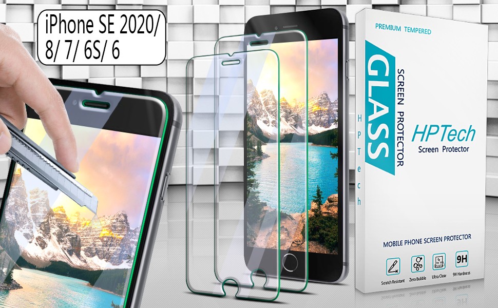 2 Pack) Tempered Glass For iPhone SE 2020, iPhone 8, iPhone 7, iPhone 6S, iPhone
