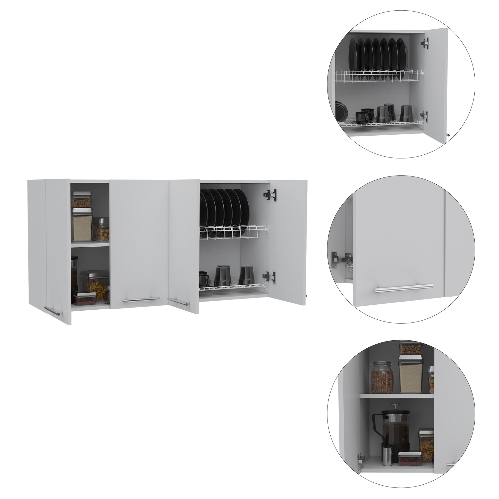 Stockton Rectangle Four Swing Doors Wall Cabinet White