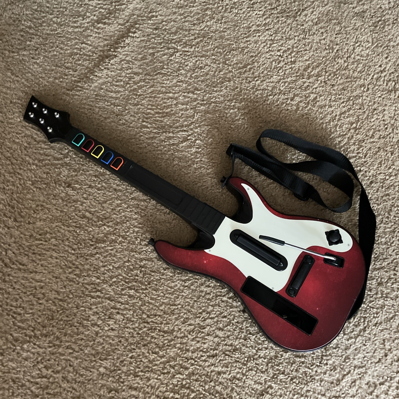 Nintendo Wii Guitar Hero Controller Red Starburst W/ Strap 95911.805 READ