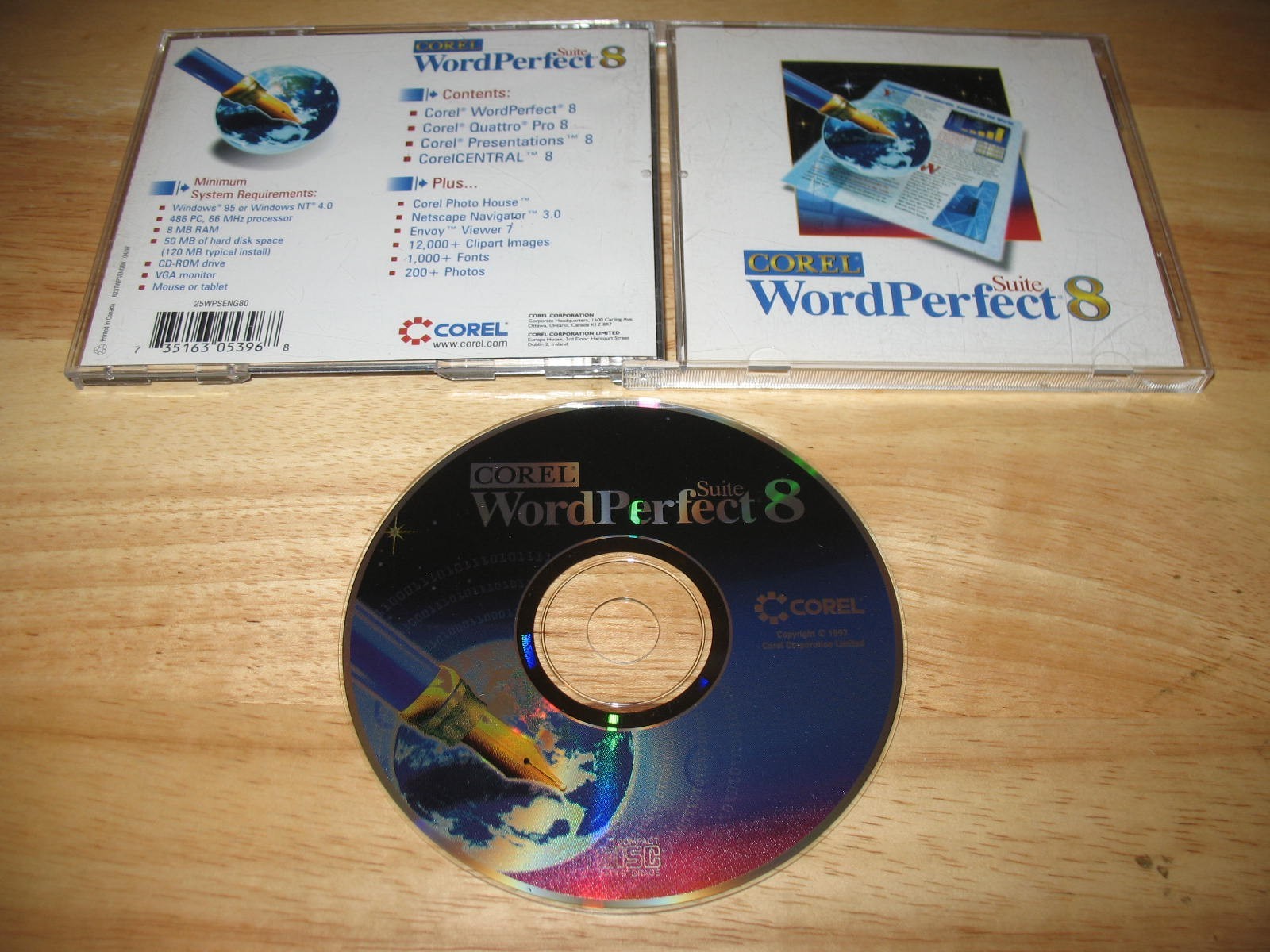 Corel WordPerfect Suite 8 PC CD-ROM for Windows 95/NT Full Retail Quattro Pro