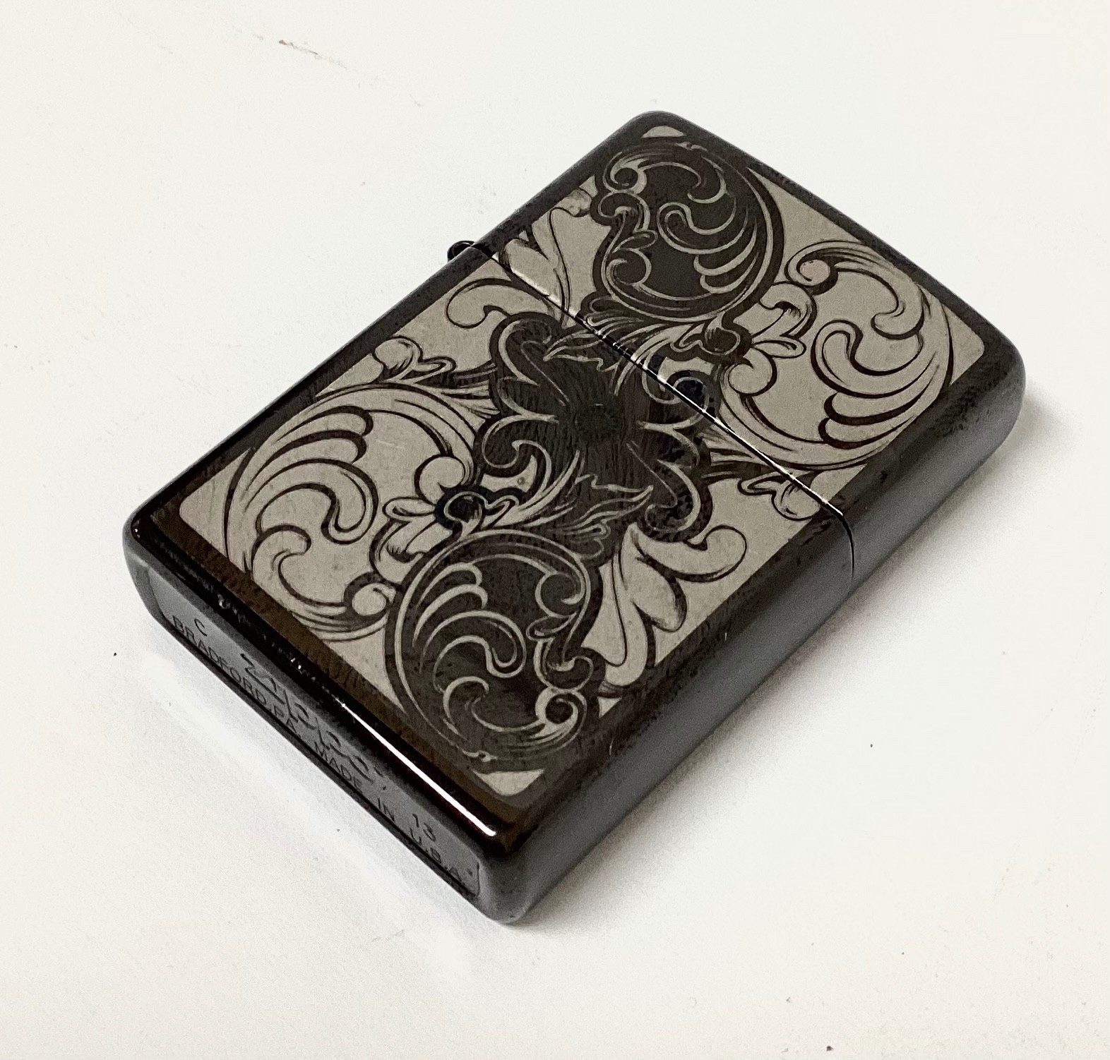 ZIPPO Gunstock Black and Grey Filigree Lighter
