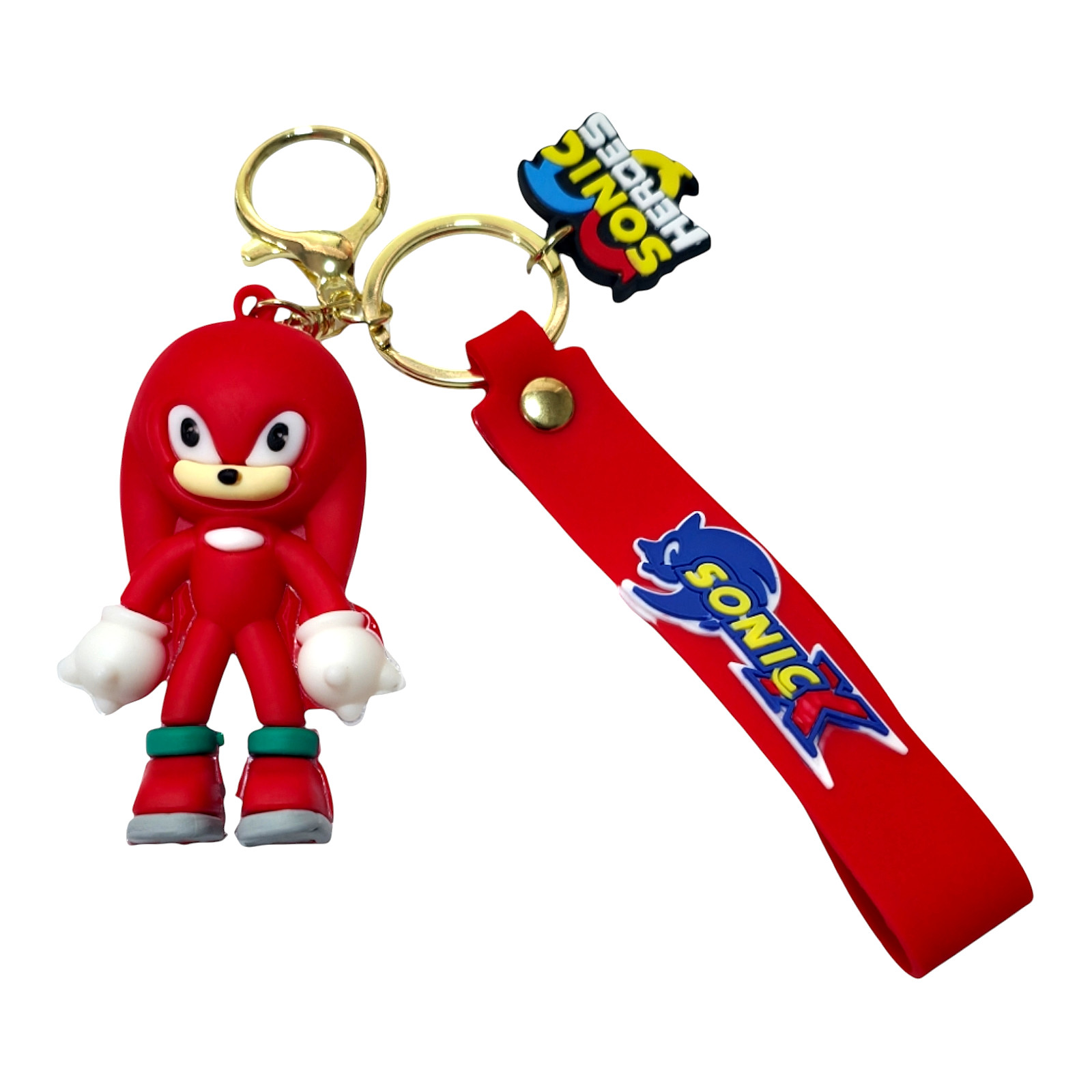 Knuckles 3D Charm Keychain With Wristlet Sonic The Hedgehog Brand New Free Ship