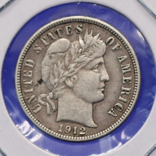 1912-D XF 90% silver Barber dime.