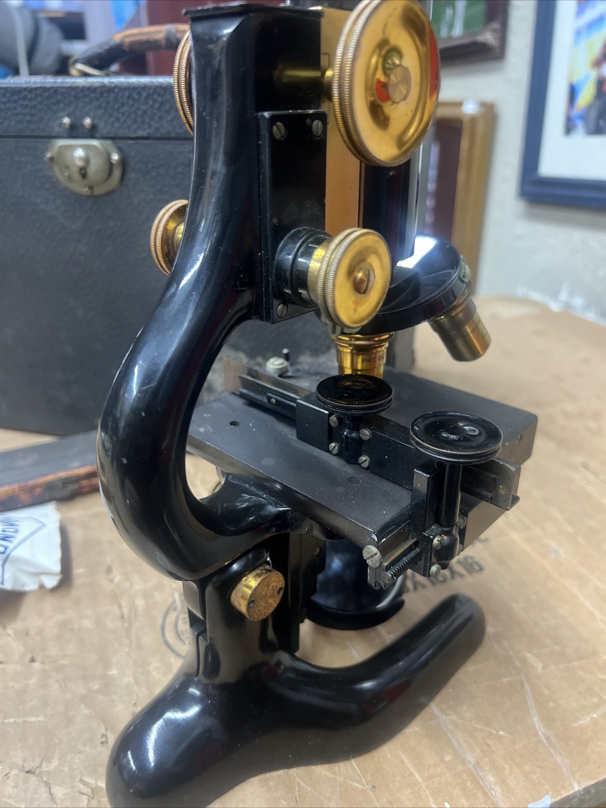 Vintage Rare 1915 Bausch & Lomb Optical Co. Iron and Brass Microscope