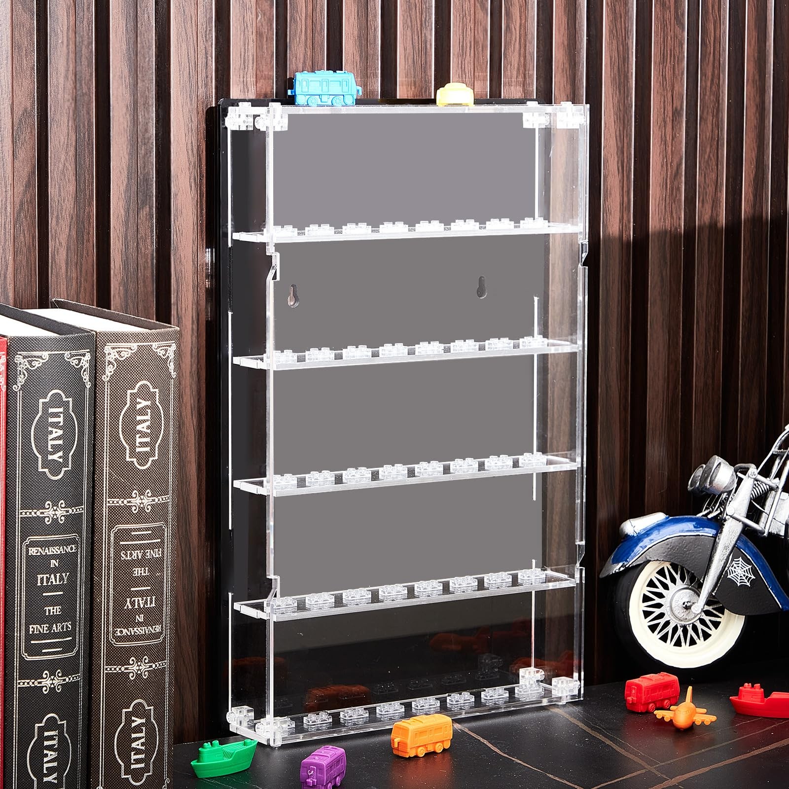 Minifigures Display Case Wall Mounted with Built in Stands for 40 Figurines C...