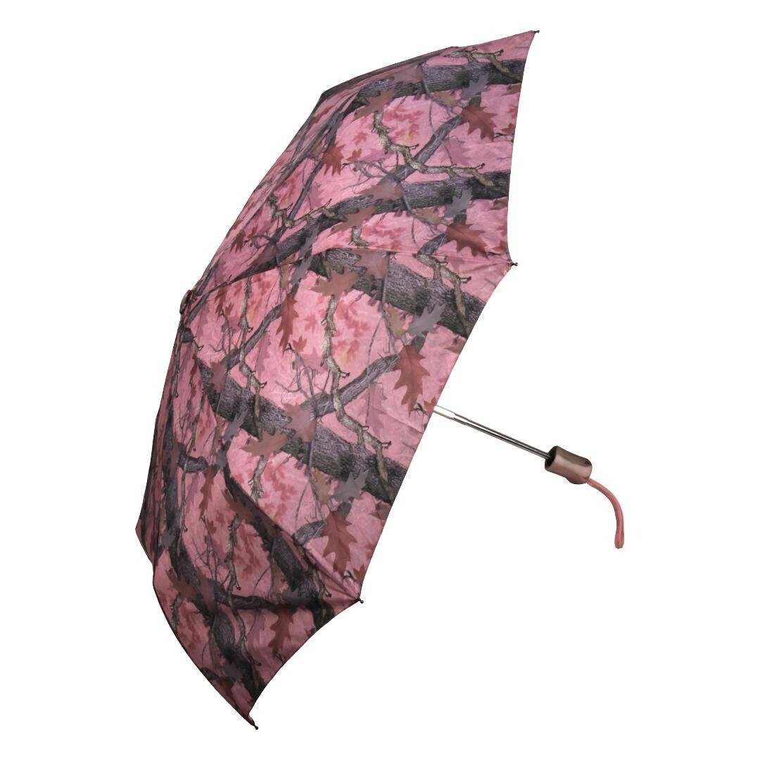Pink Camouflage Tree Leaves Folding Compact Auto Open Close Umbrella 40"