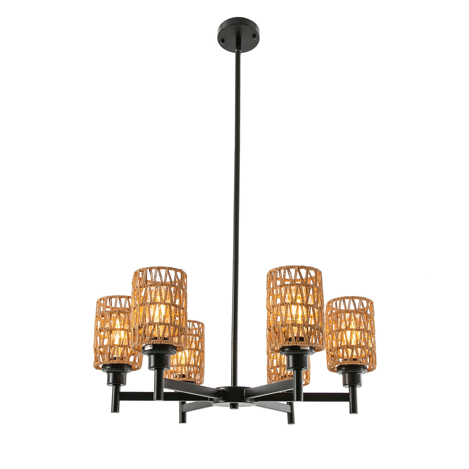 24.8" 6-light Rustic Retro Ceiling Light Ceiling Mount Lamp Dimmable Chandeliers