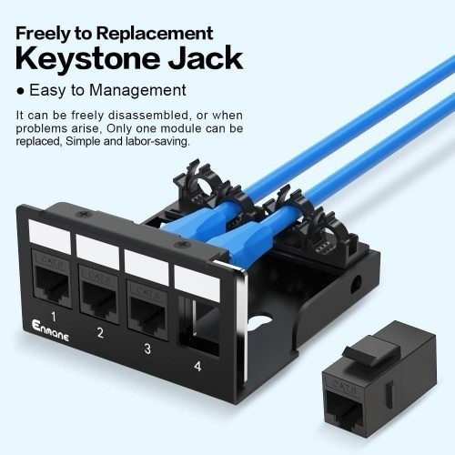 4 Port CAT6 Keystone Patch Panel UTP Network Panel Home Office 1U 4Port EC