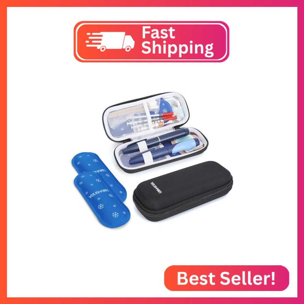 YOUSHARES Insulin Cooler Travel Case, GLP-1 Diabetic Medicine Cooling Bag for Ze