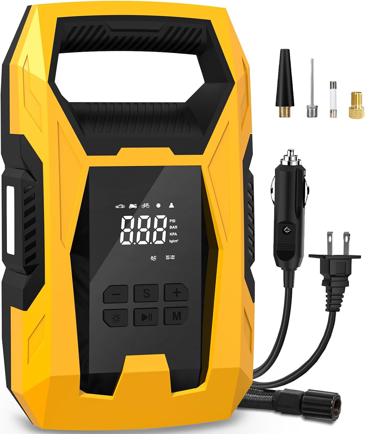 CARSUN AC/DC Tire Inflator Portable Air Compressor, Dual Power for Home 110V AC