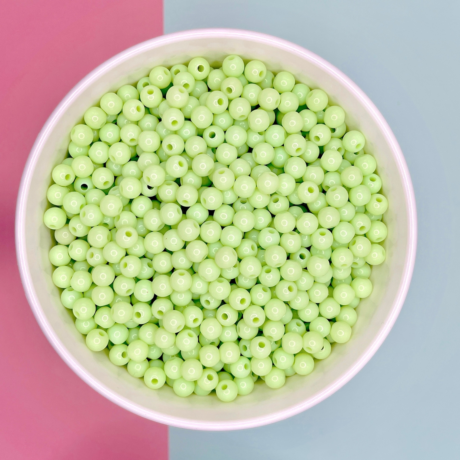 6MM/8MM Light Green Solid Colored Acrylic Round Ball Beads