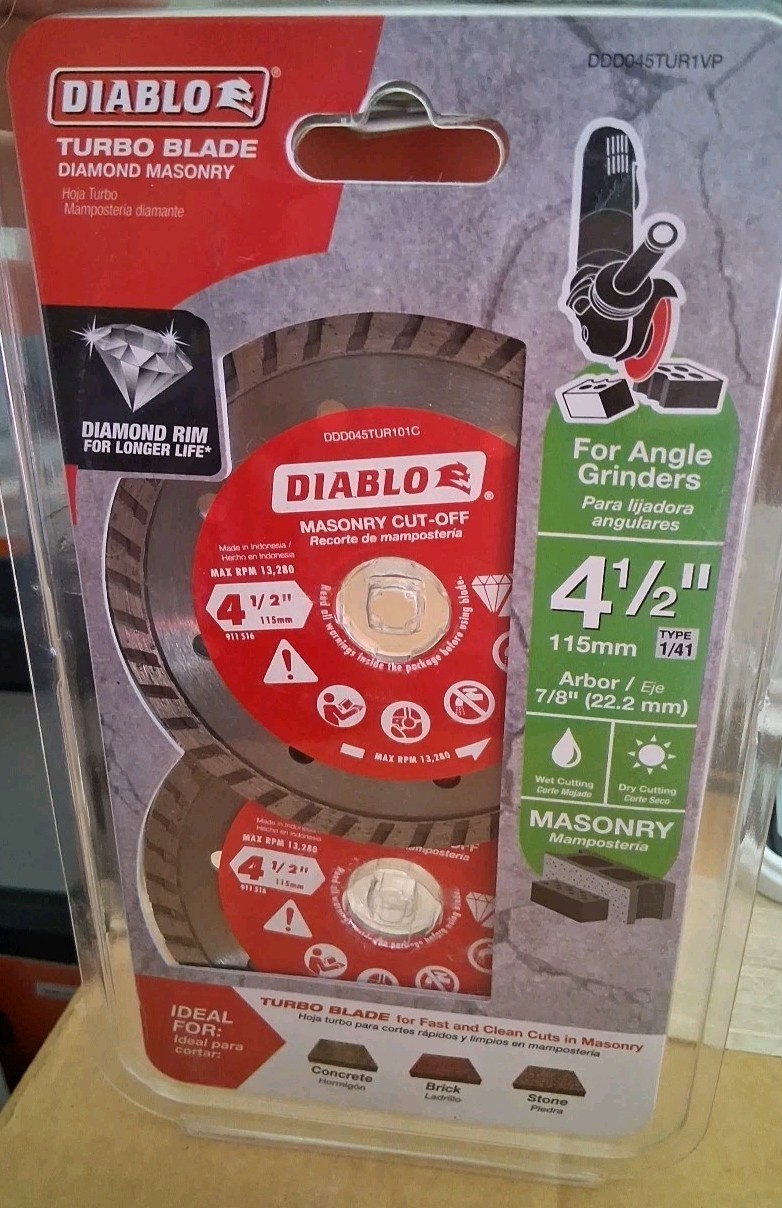 NEW!! DIABLO 4-1/2 in. Turbo Rim Masonry Diamond Cut Off Blade Value Pack 2-Pack