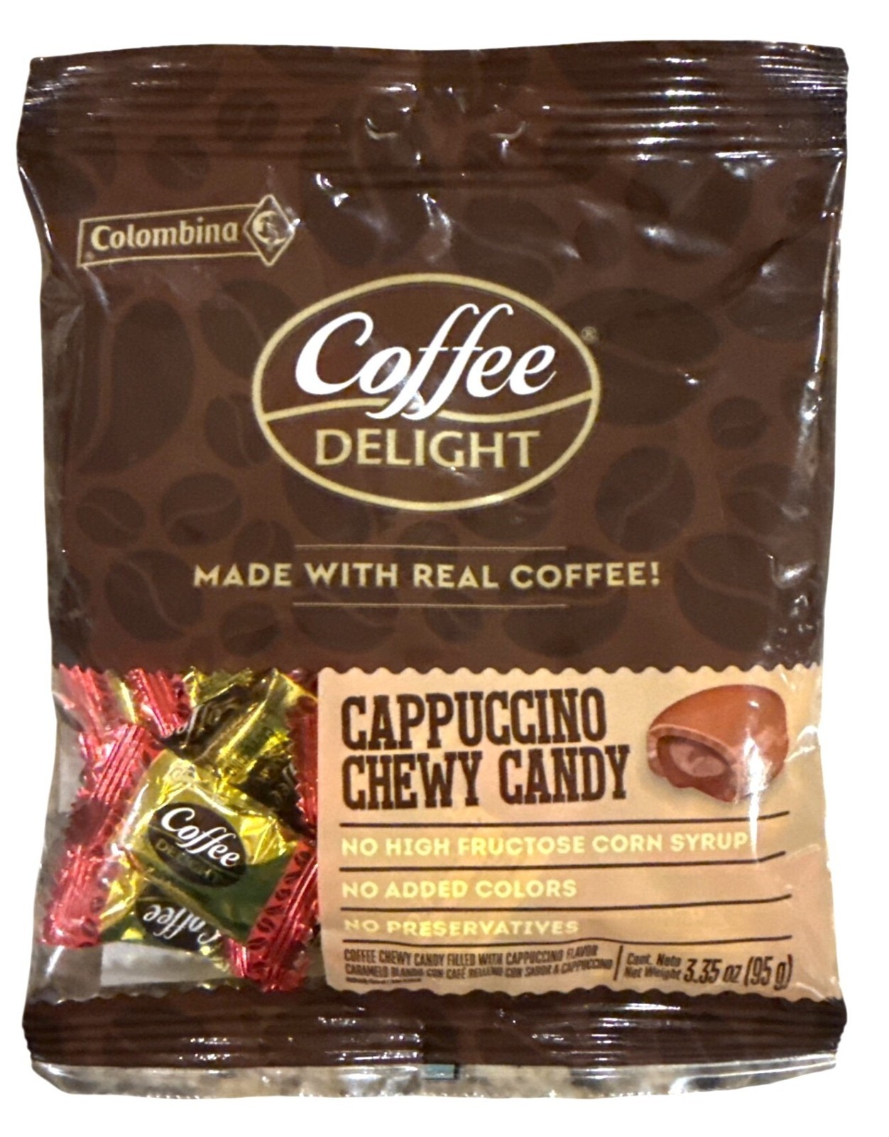 3.35oz Colombina Coffee Delight CAPPUCCINO CHEWY CANDY Made +Real Gourmet Coffee
