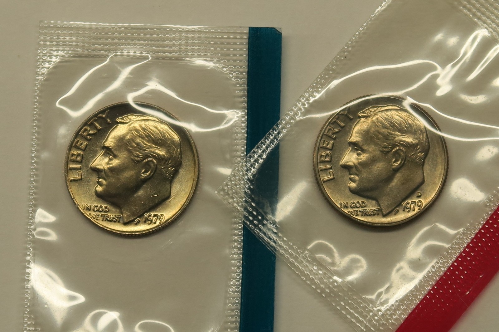 1979 P & D Uncirculated Roosevelt Dimes in Mint Cello, Free Shipping