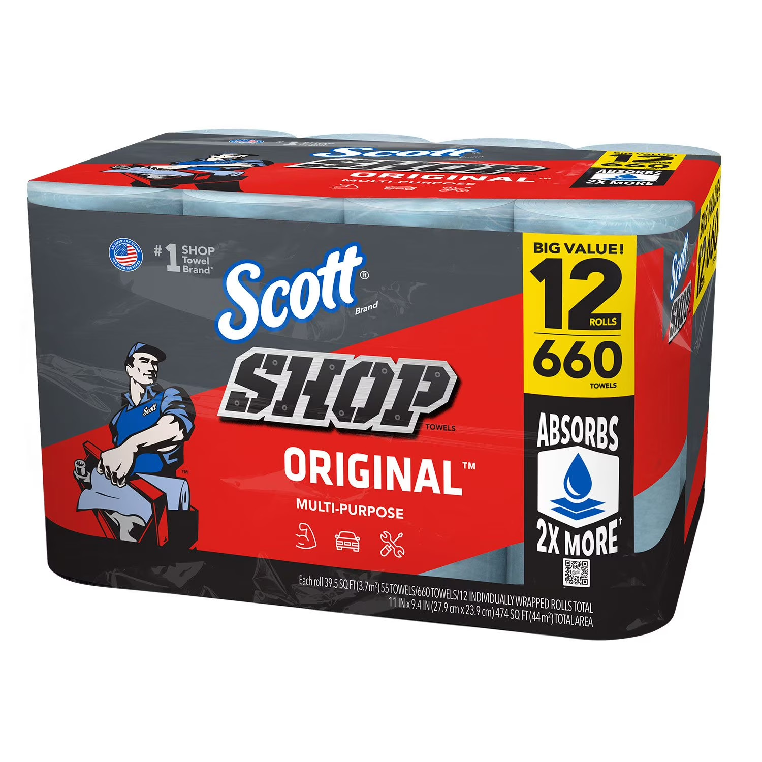 SCOTT Professional Multi Purpose Shop Paper Towels 55 Sheets Roll 12 Rolls