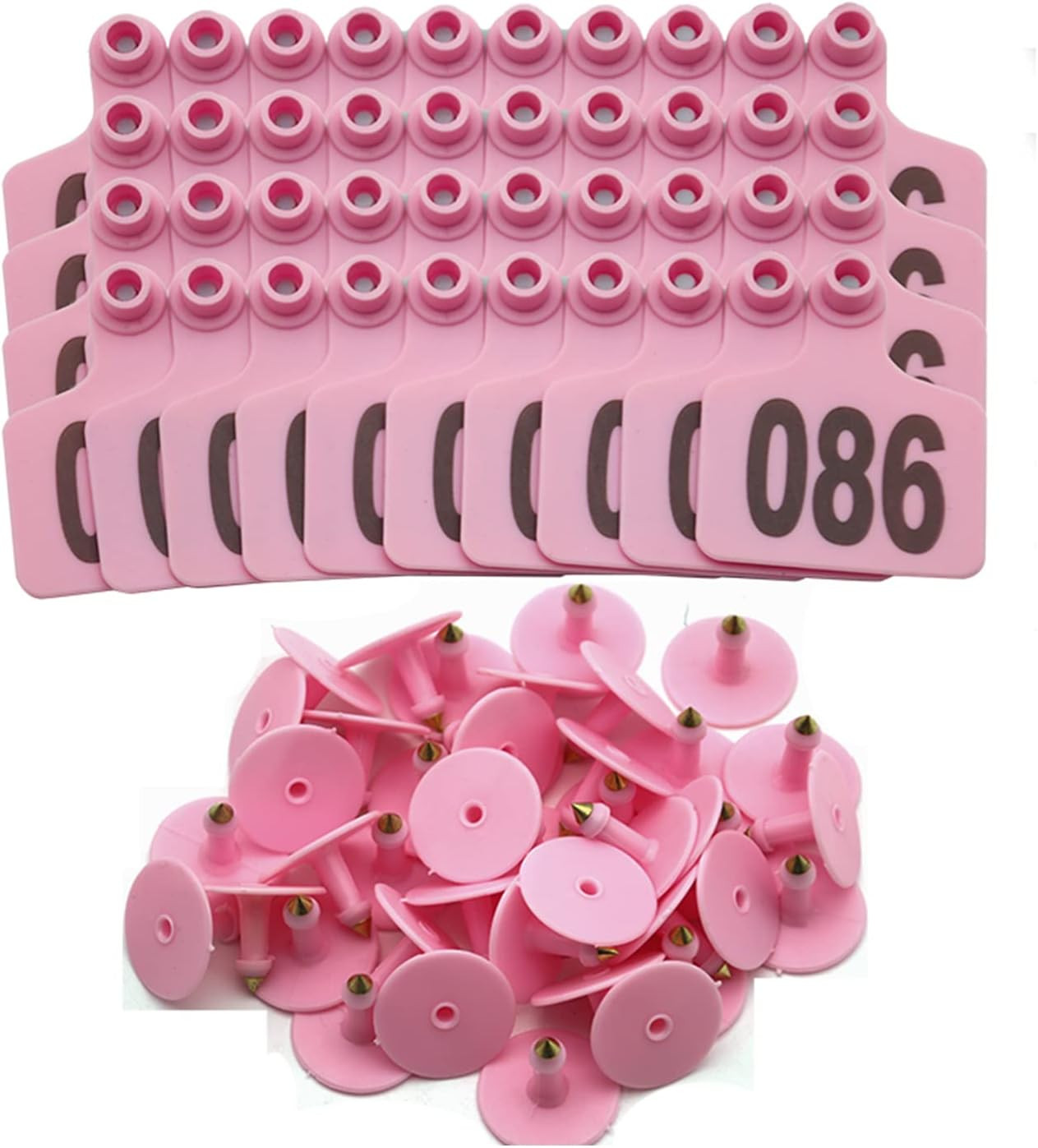 100PCS Cattle Ear Tags Numbered 001-100, Plastic Livestock Animal Ear Tag for Co
