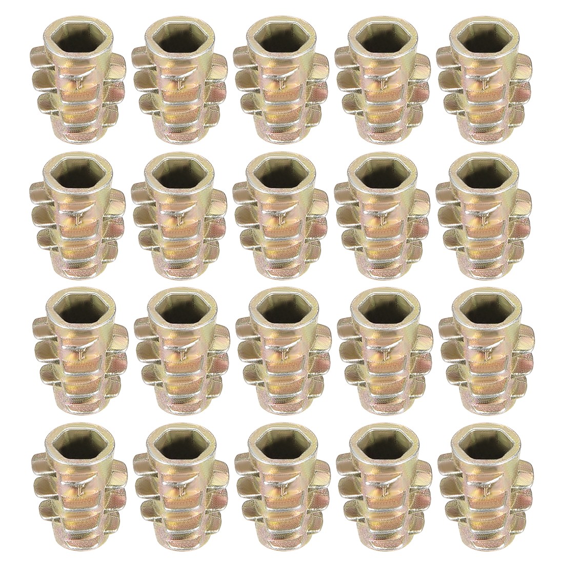 Threaded Insert Nuts Zinc Alloy Hex-Flush M4 Internal Threads 10mm Length 20pcs