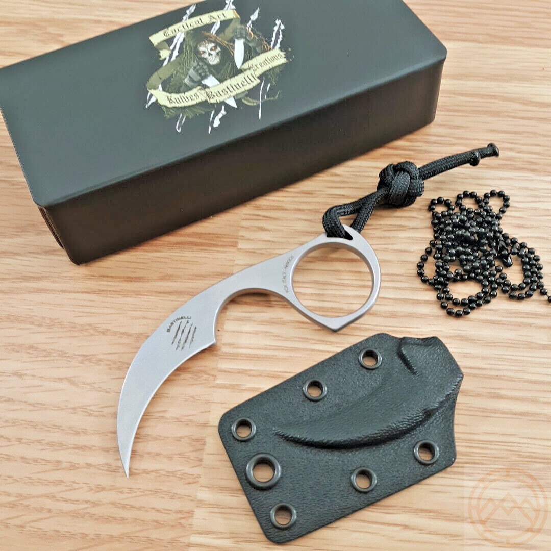 Bastinelli Creations Karambit Knife 1.5" N690 Steel Blade One Piece Construction