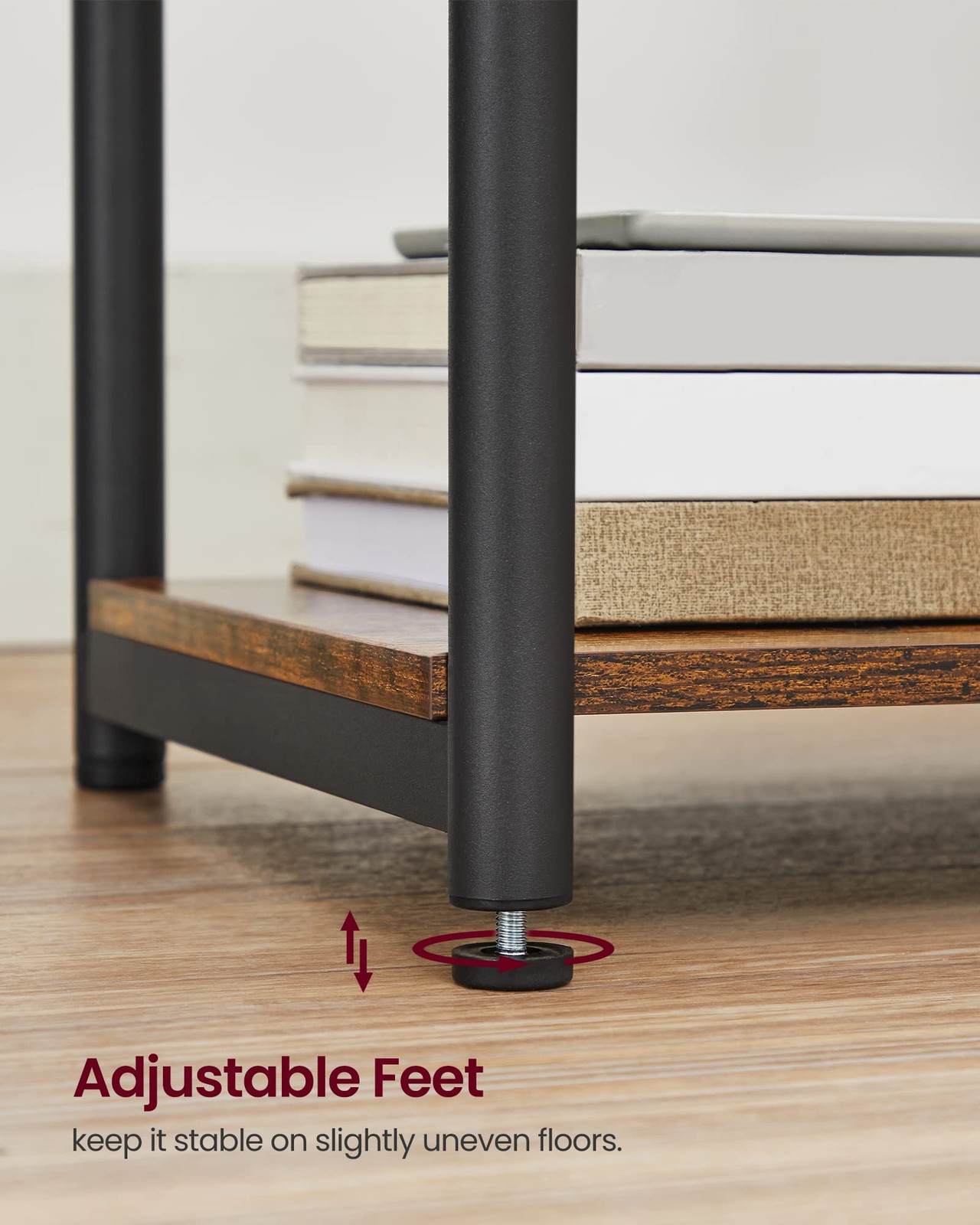 End Table Charging Station Small Side Table Nightstand USB Outlets Brown