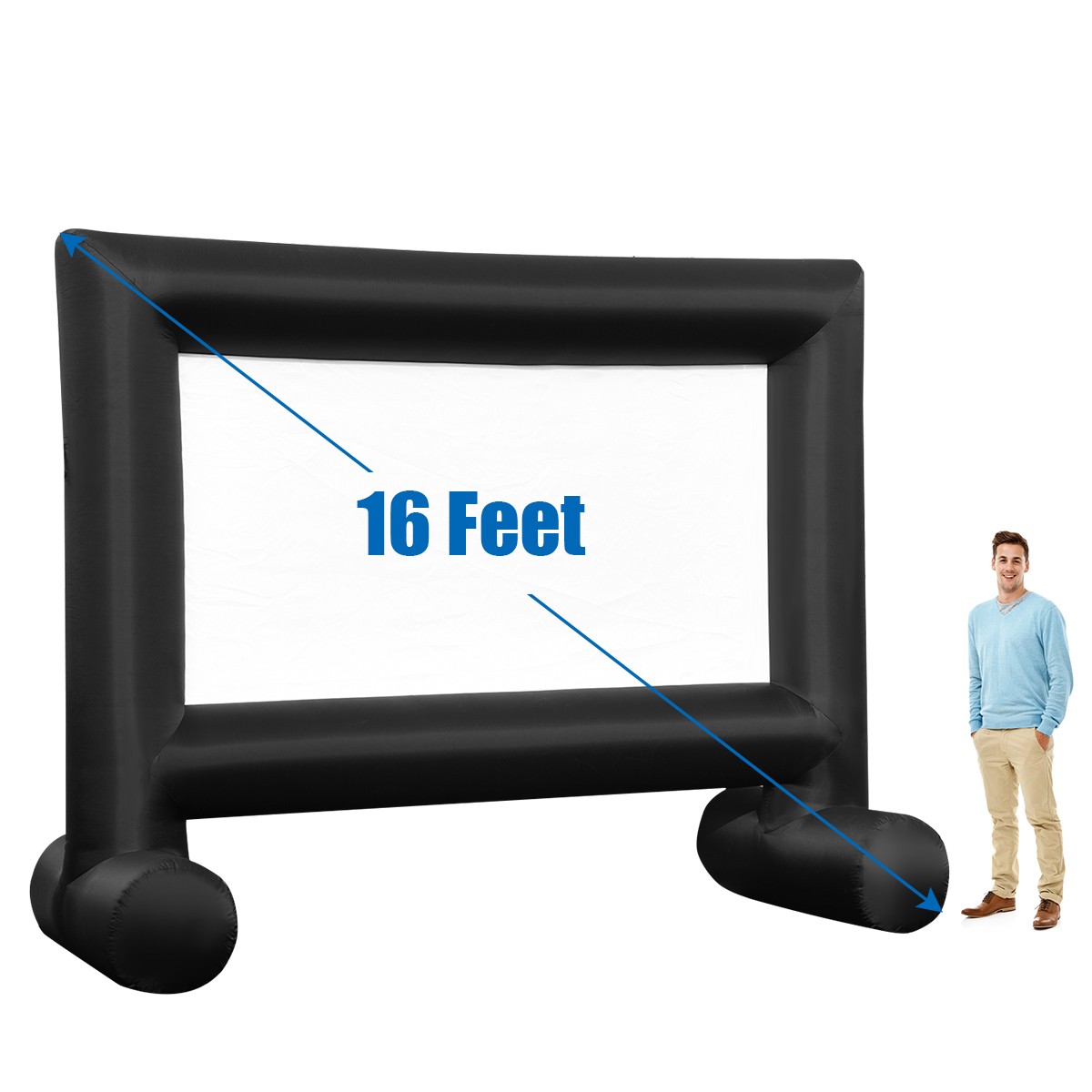 16FT Inflatable Movie Projector Screen Projection Outdoor Home Theater W/ Blower