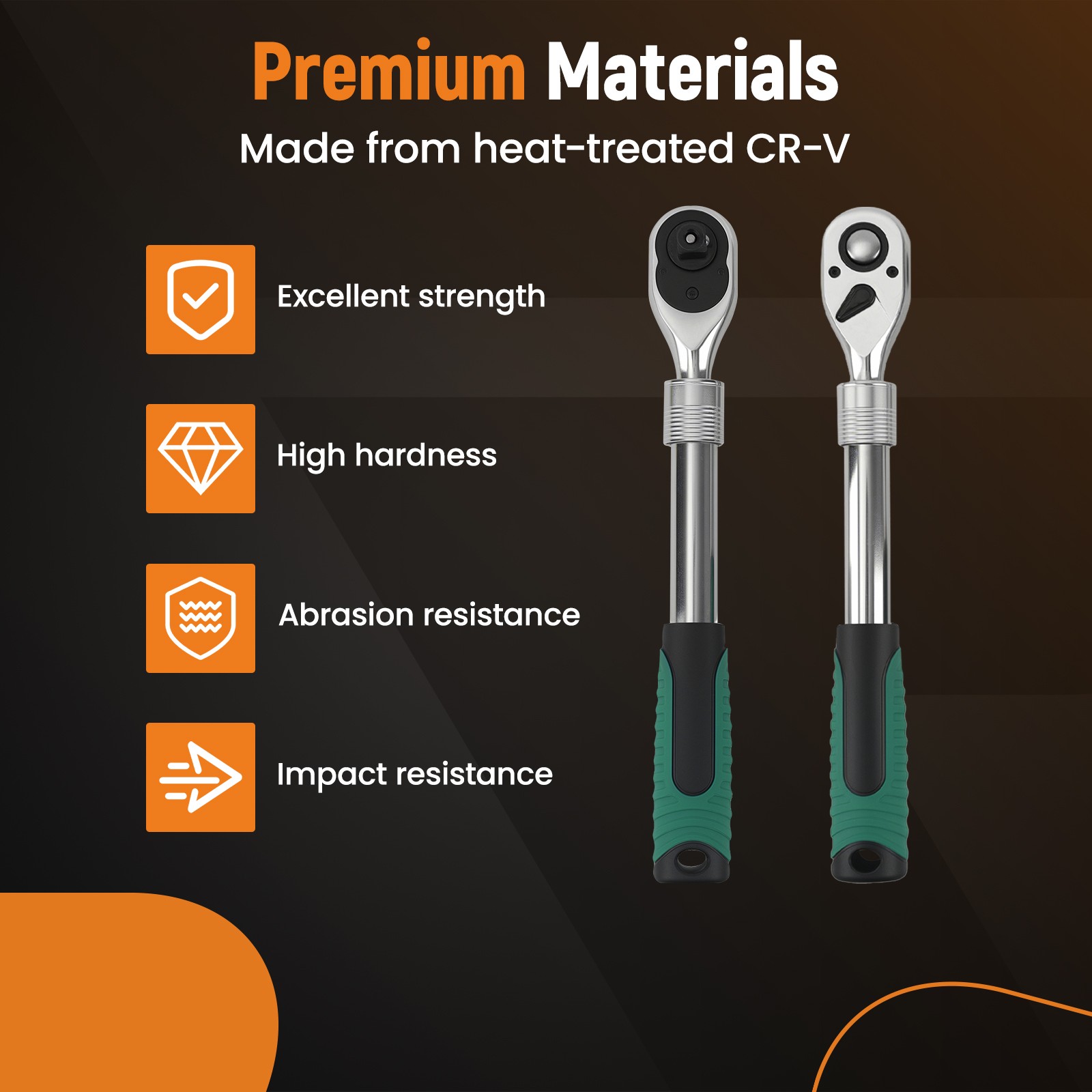 Workshop Ratchet Tool Set 3-Piece Extendable Handle 72-Tooth Quick Release