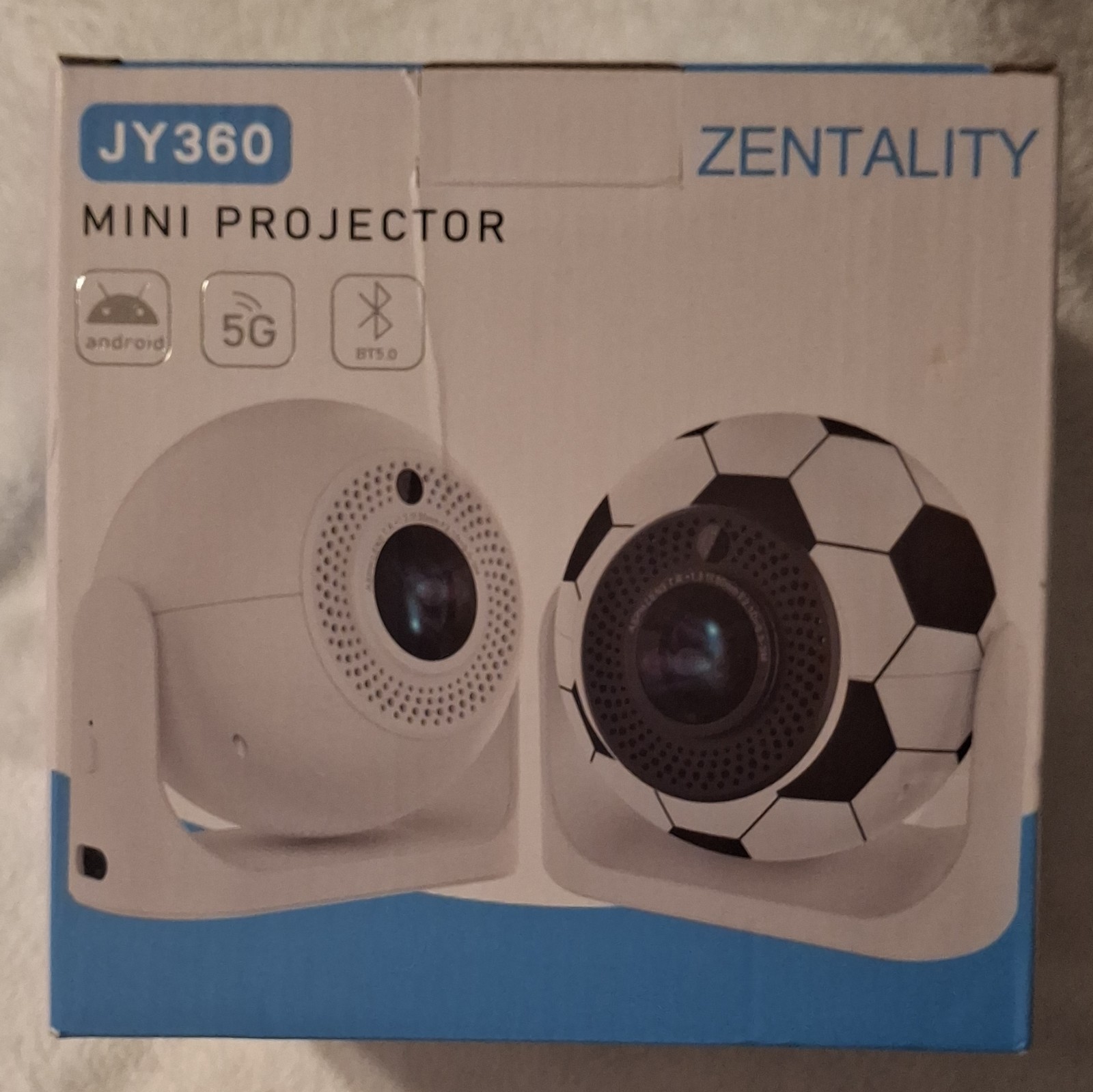 Zentality JY360 Mini LED Projector 1080p Android Wi-Fi Bluetooth White
