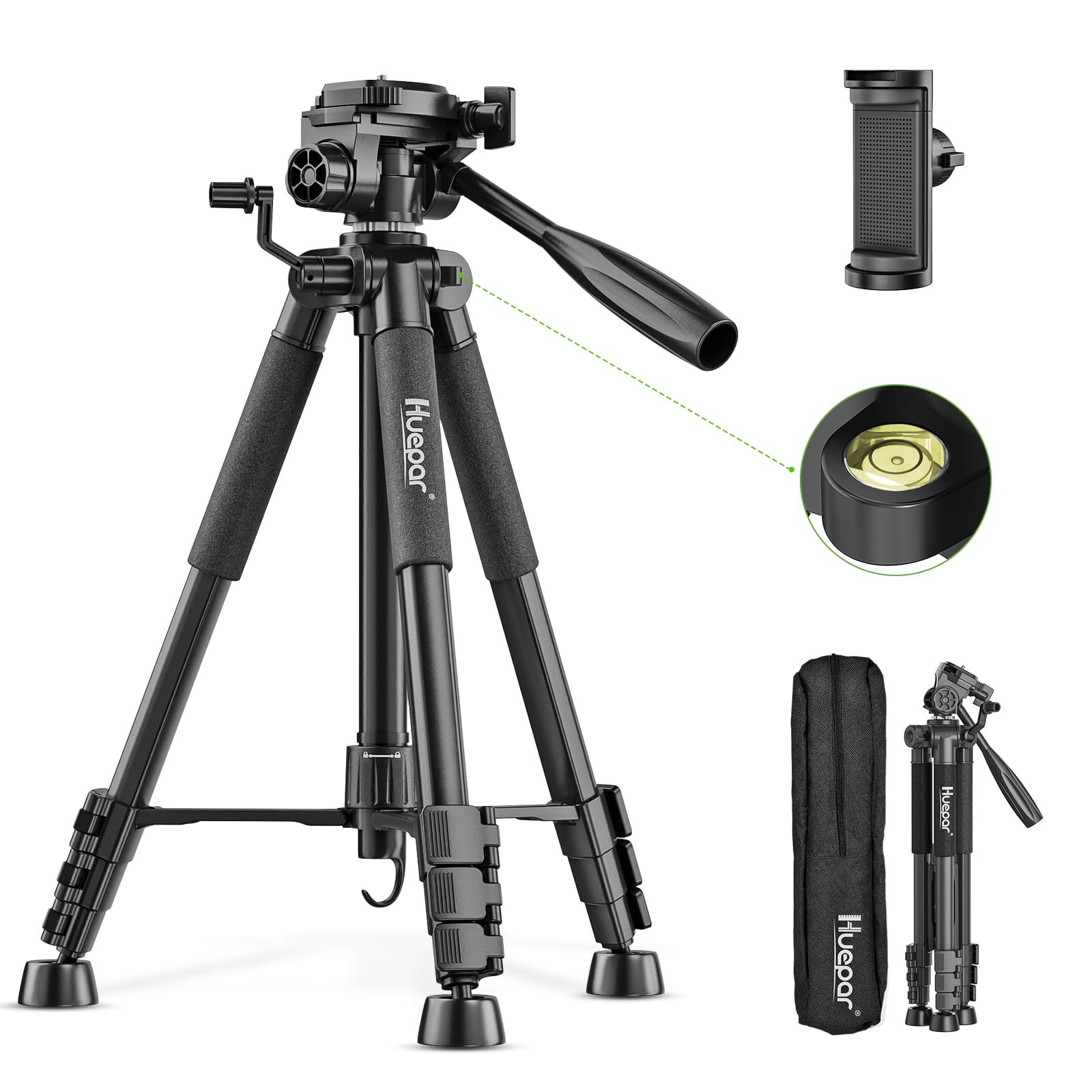 Huepar Tripod 50-inch Extendable Height Tripod Use with Laser Level, Point Laser