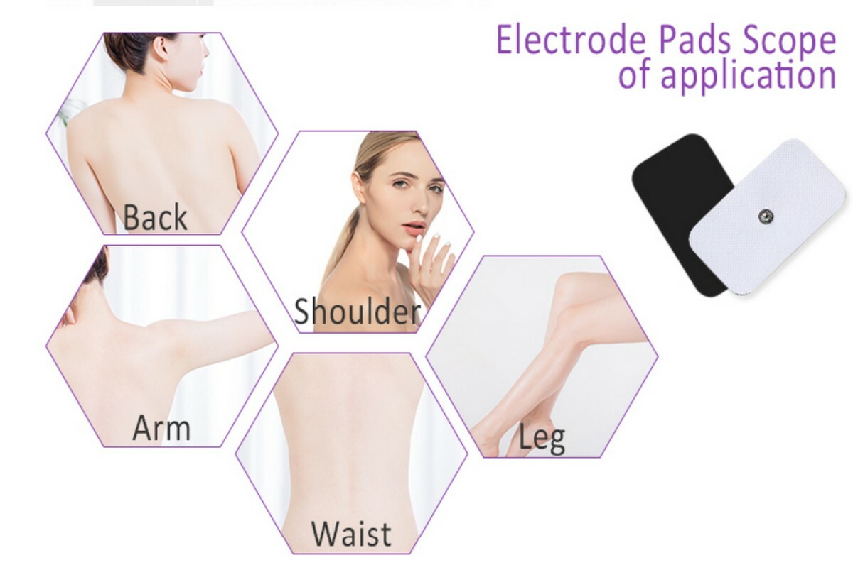 XL ELECTRODE MASSAGE REPLACEMENT PADS (4) (9X5CM) FOR AURAWAVE DIGITAL MASSAGE