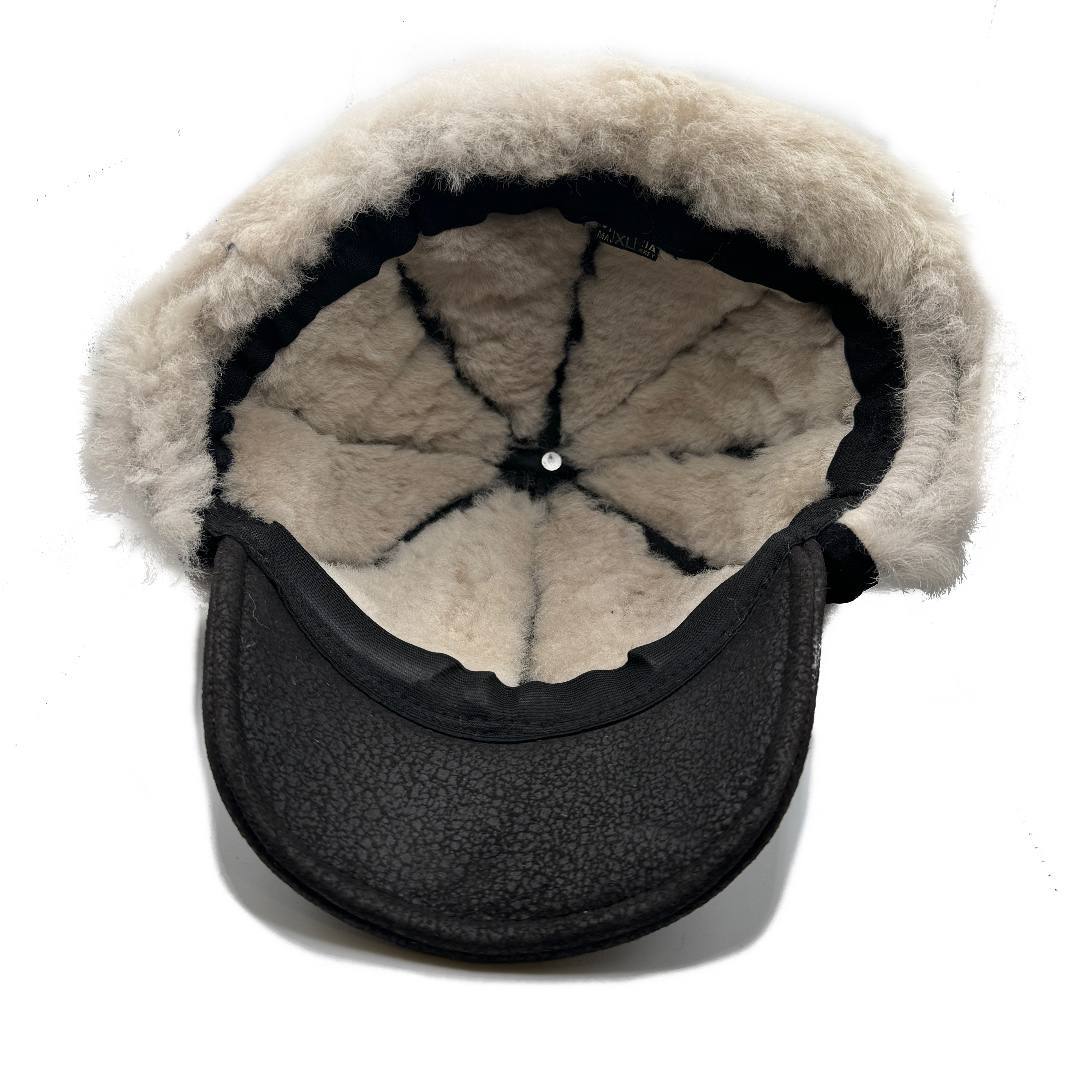 Men's FUR WINTER HAT Sheepskin Shearling LEATHER TRAPPER USHANKA Hat M-XXXL