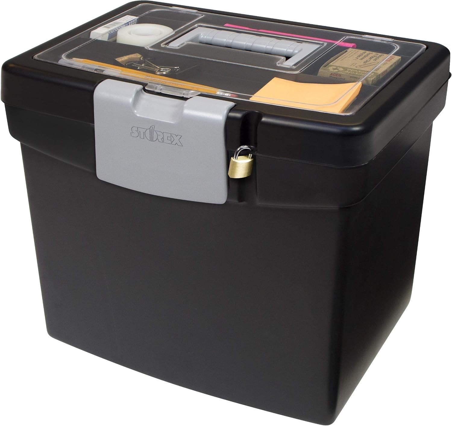 File Storage Box Translucent Storage Lid, Black 1-Pack 61504F01C