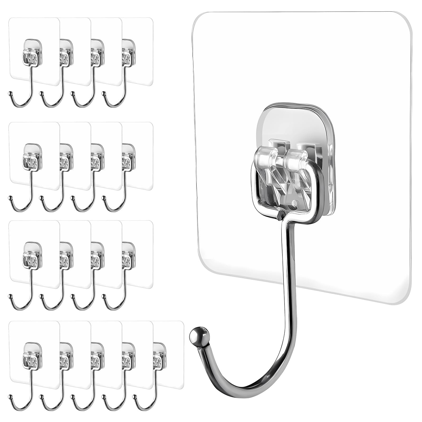 LGDNNYYY Large Adhesive Hooks, 18 Pack Hold 44lb(Max) Heavy-Duty Sticky Hooks...