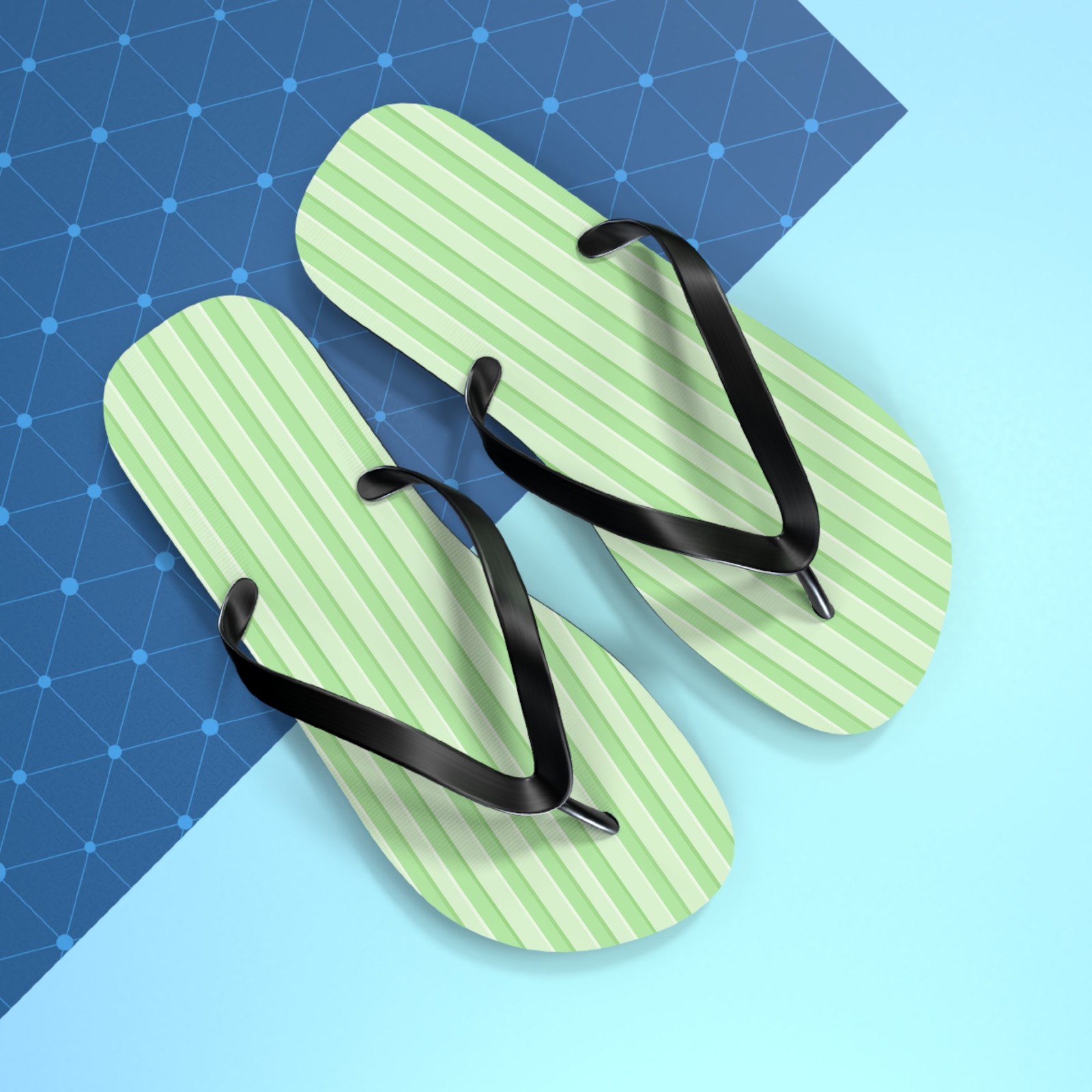 Mint Green Stripes Flip Flops – Beach Sandals