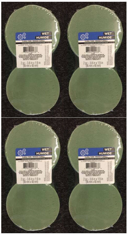 FLORAL SUPPORT GREEN FOAM ARRANGER ROUNDS (2 PK) LOT OF (4). (4" W X 2" H) NEW!!