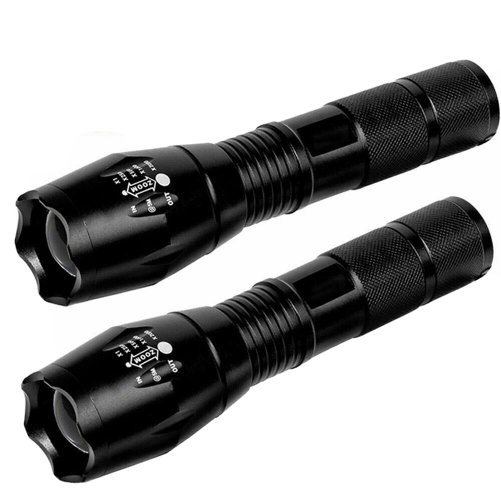 2Pack Tactical 5 Modes  18650 Flashlight Zoom Torch Aluminum Light