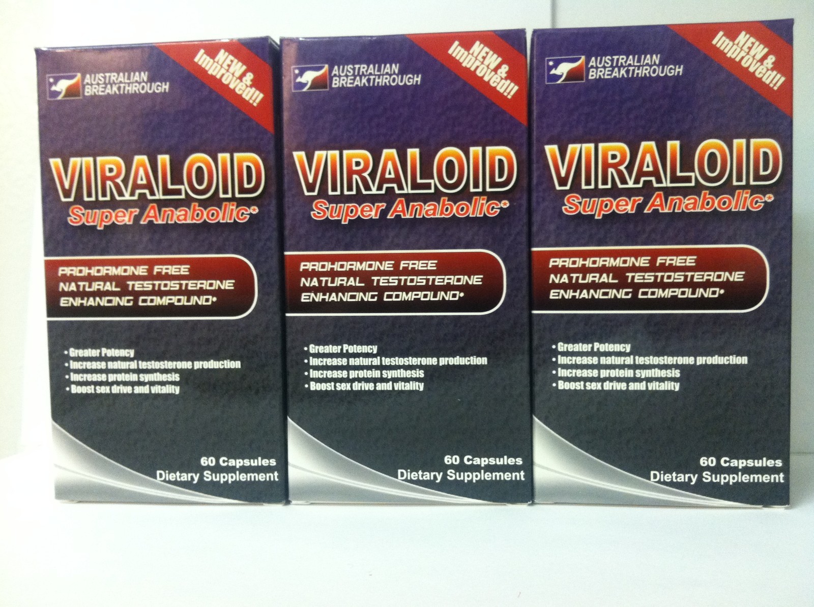 Build Muscle Strength Viraloid Natural Testosterone Booster Burn Fat  3 Bottles
