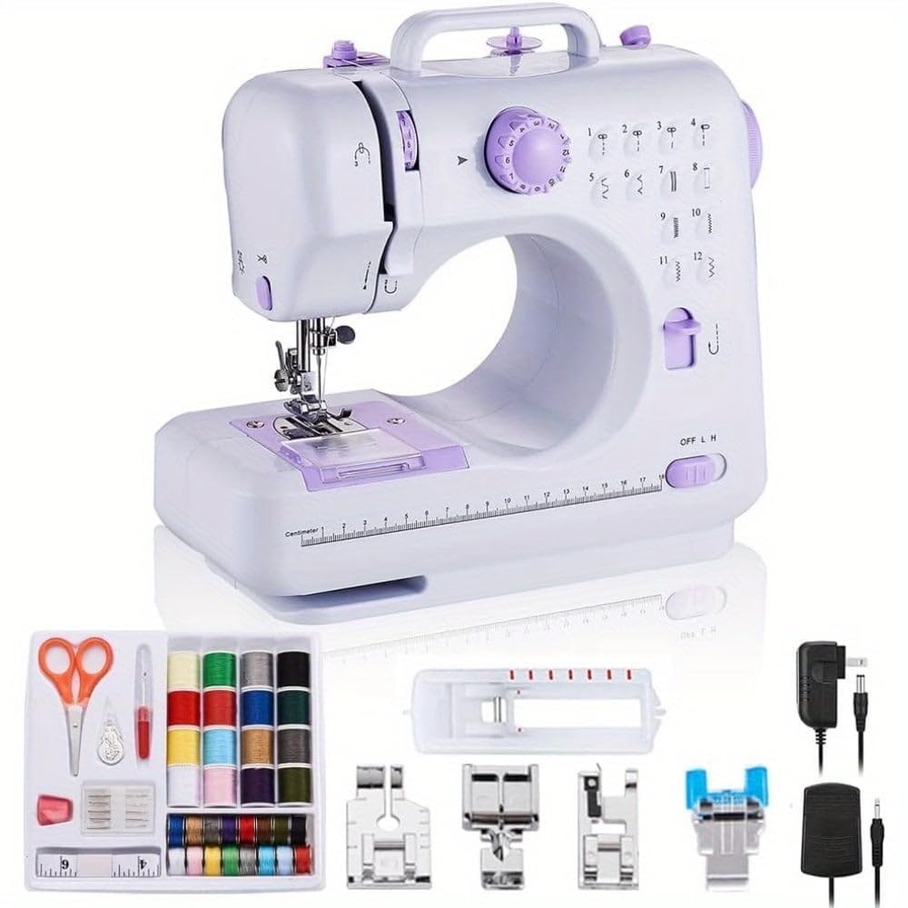 Portable Mini Electric Sewing Machine – 12 Built-in Stitches, 2-Speed Control, F