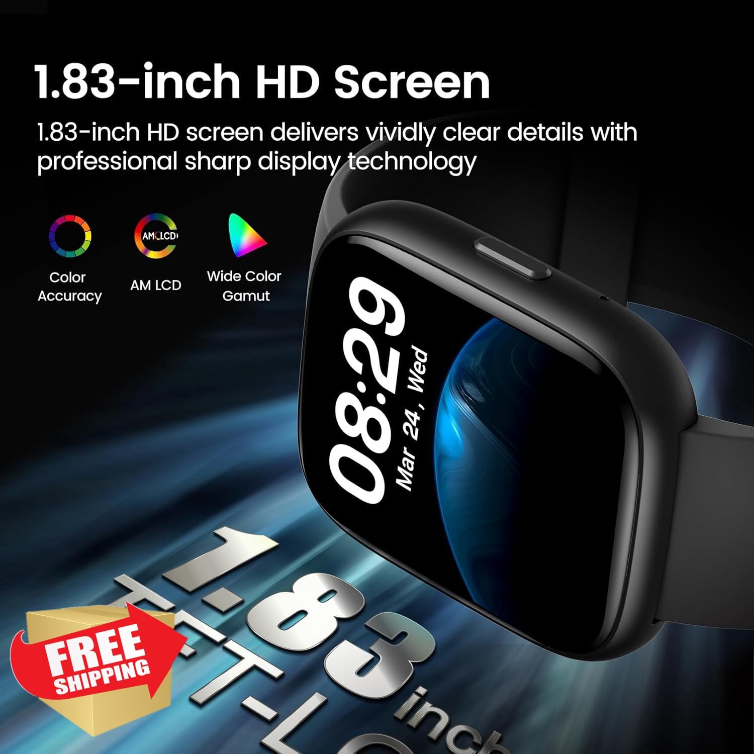 Smart Watch with Alexa 1.83" HD Touchscreen BT Calling