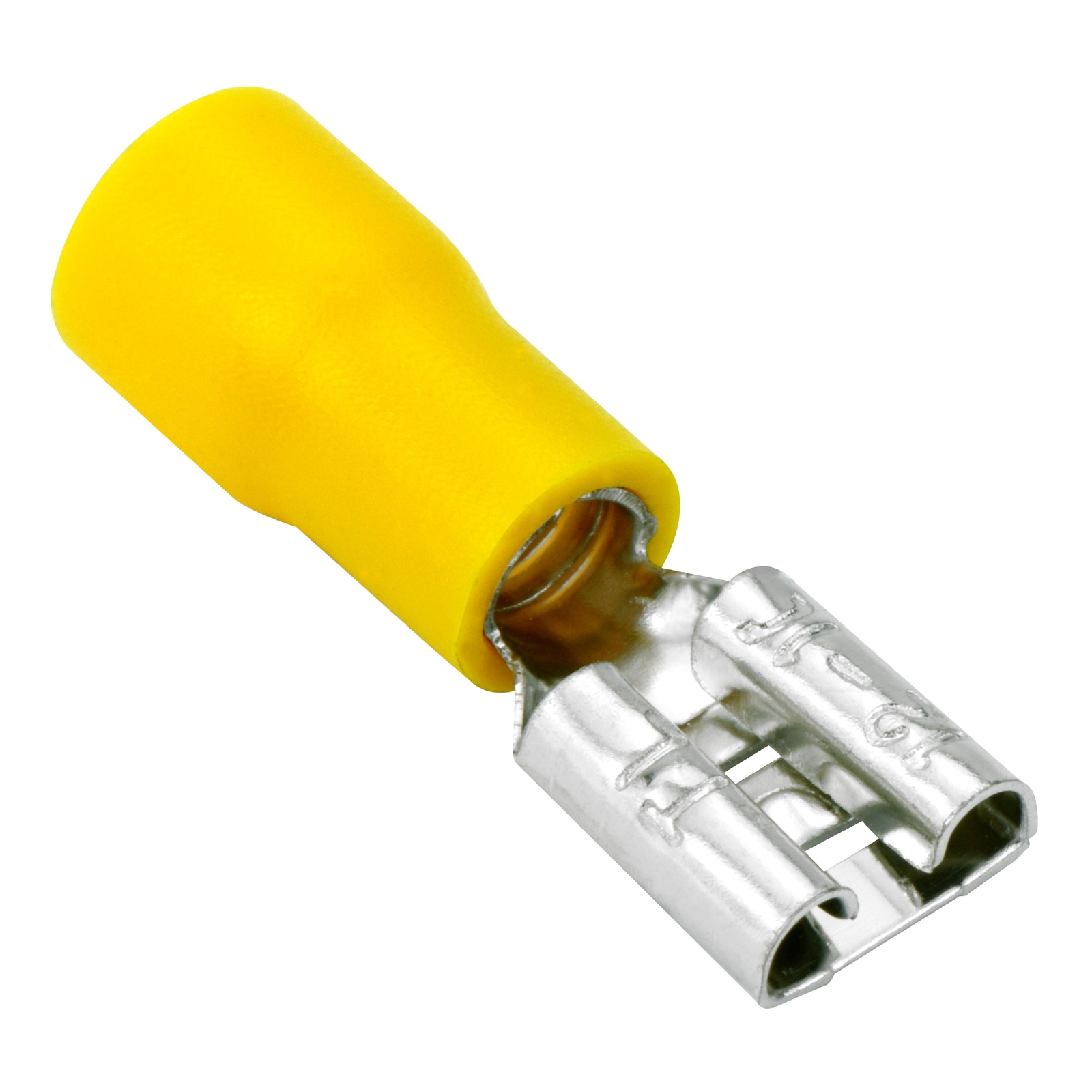 100 Vinyl Female Quick Disconnect Terminal 12-10GA AWG gauge Yellow 0.250" Wire