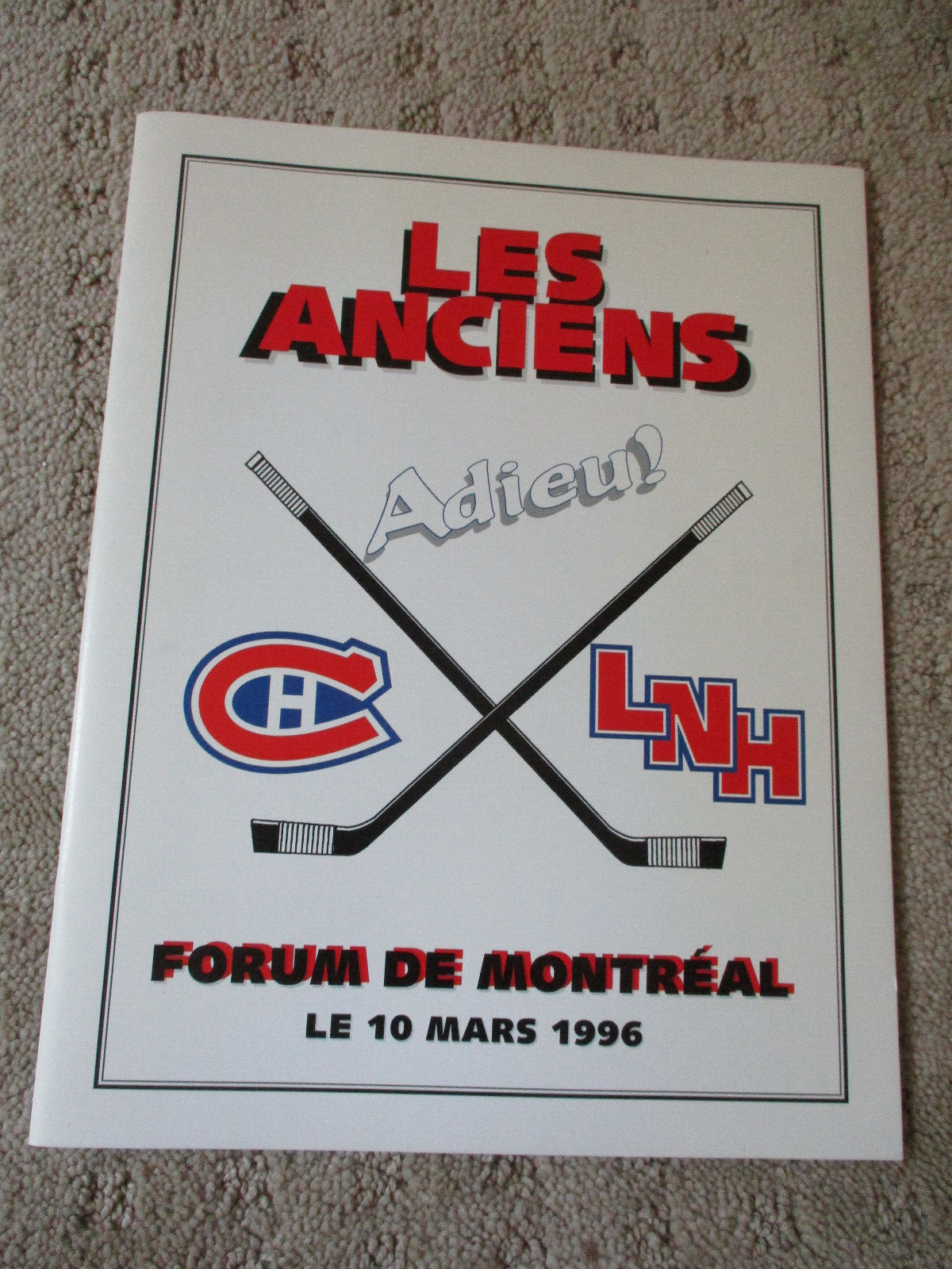 1996 Program Last Game at Montreal Forum Oldtimers Game NHL Legends Vs Montreal