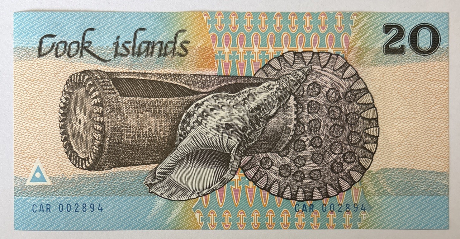 Cook Islands 20 dollars ND (1987) p-5a UNC