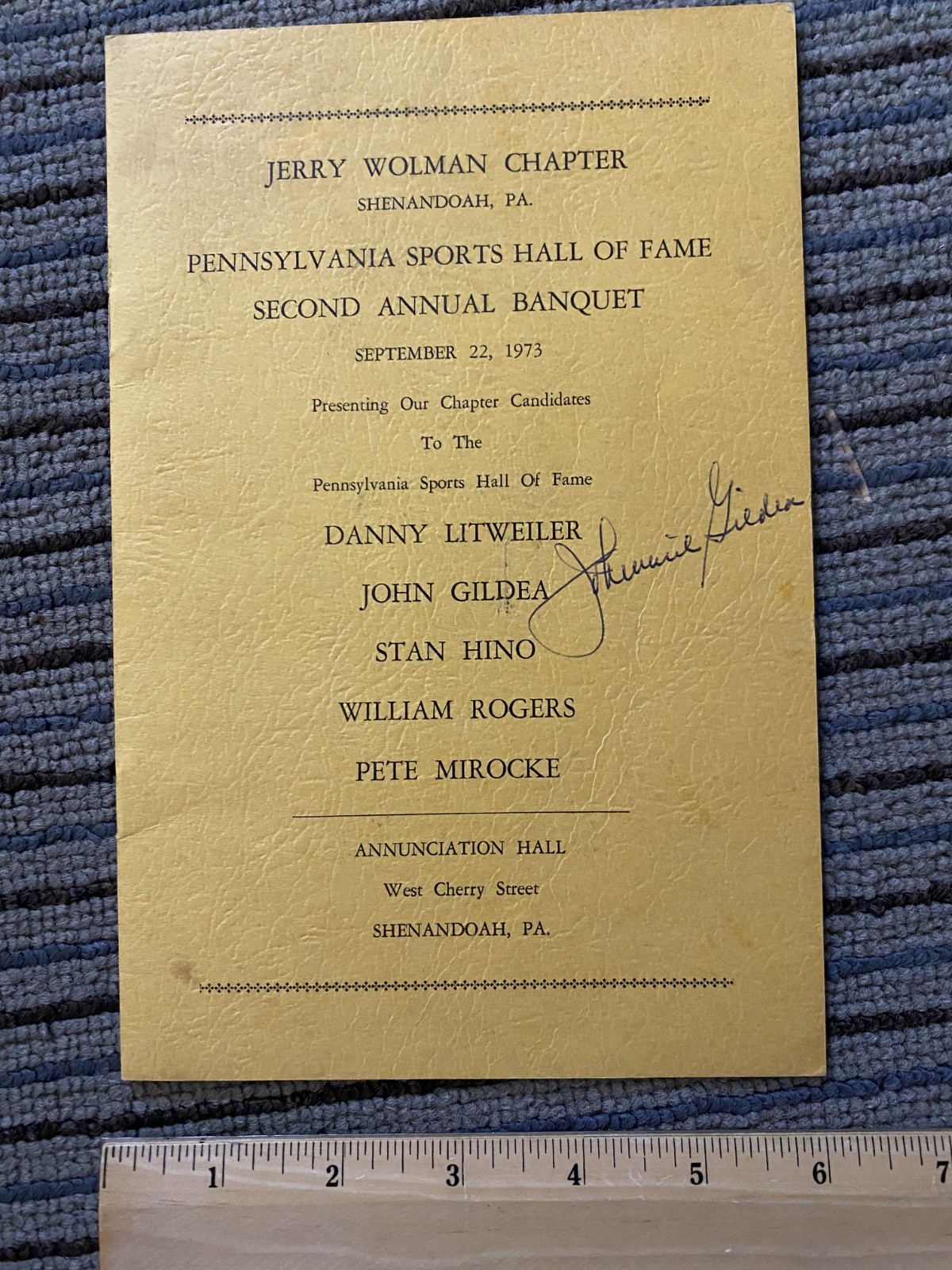 Program for The Jerry Wolman Chapter, PA Sports Hall of Fame Induction, 1973