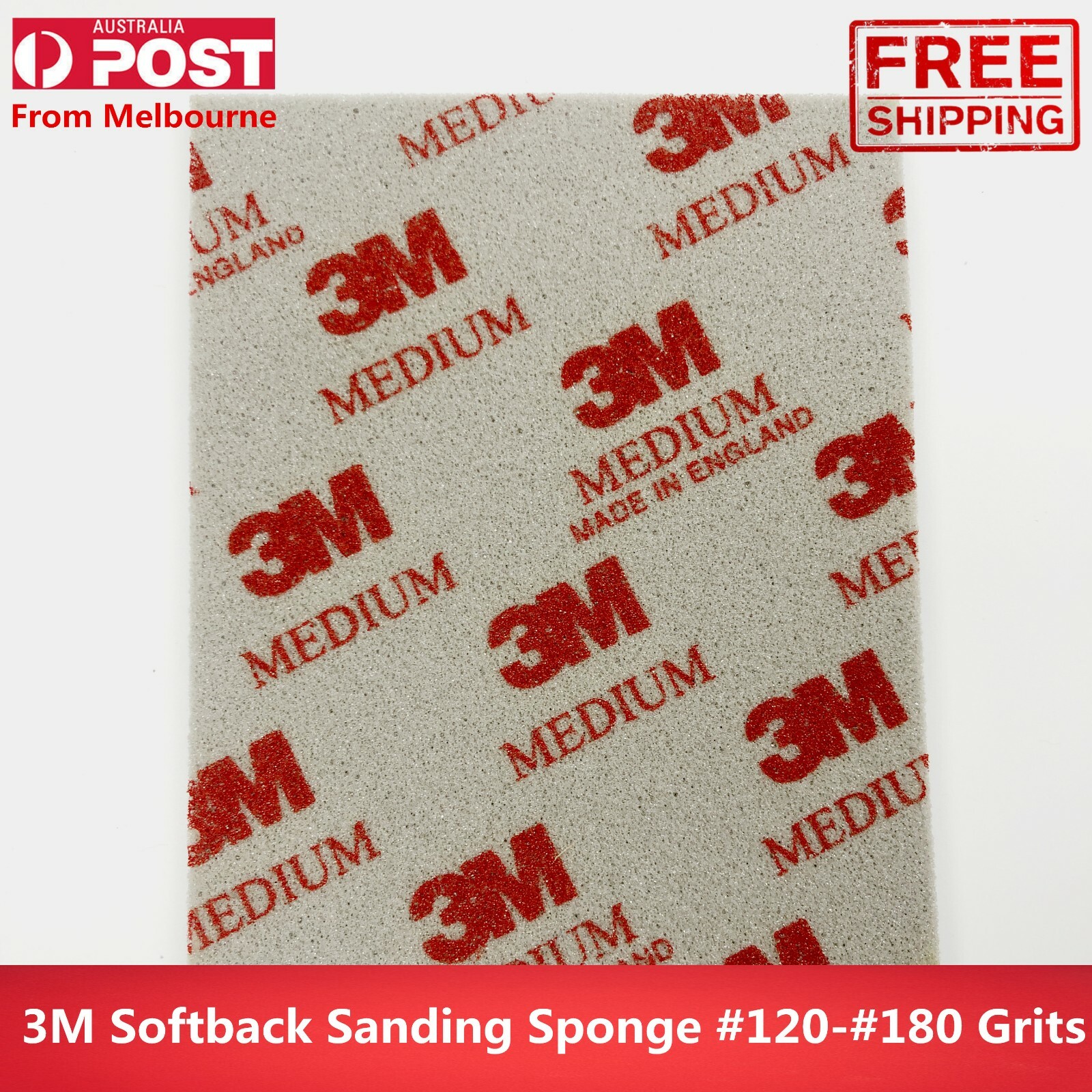 3M Softback Sanding Sponge Medium 120-180 Grit 114x139mm Wet or Dry Use