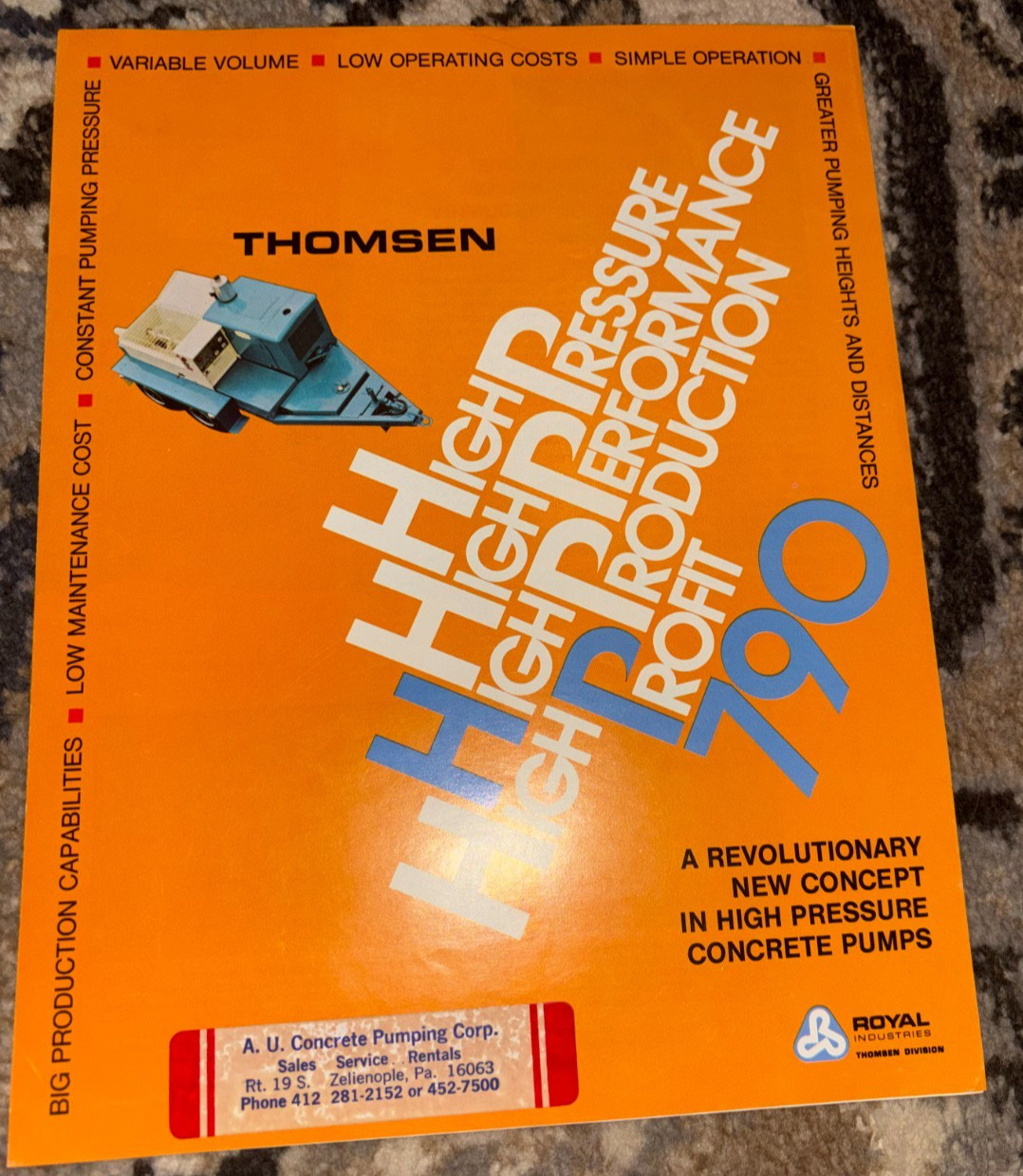 Thomsen Royal HP790 Concreting Pump Brochure AMIL25