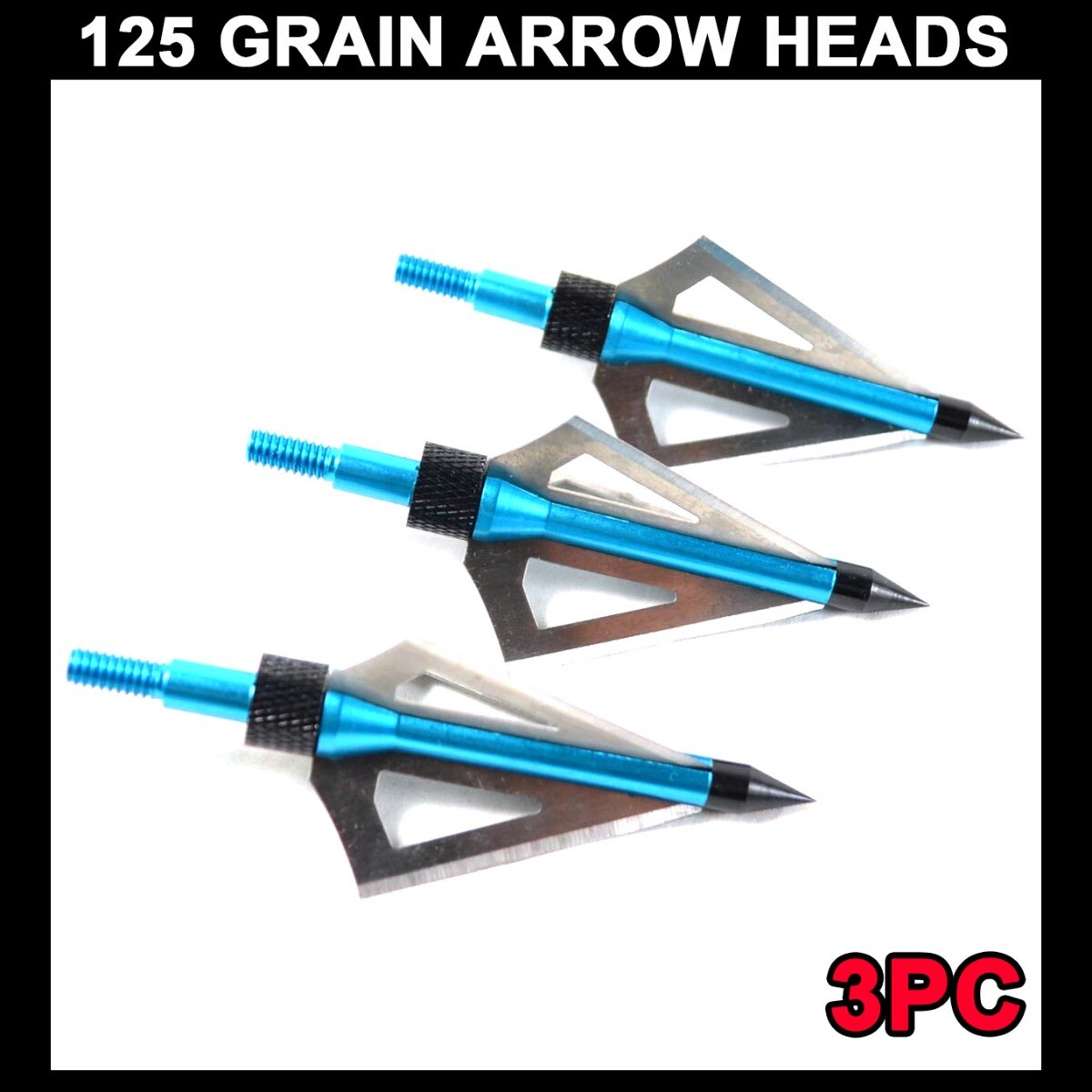 3PC Aluminum 125 Grain Arrow Heads Broadhead BOLTS Crossbow Hunting Archery NEW