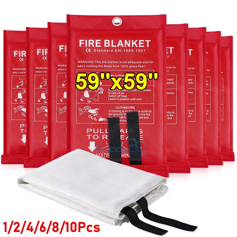 59''x59'' Retardant Blankets Large Fire Blanket Fiberglass Prepared Emergency