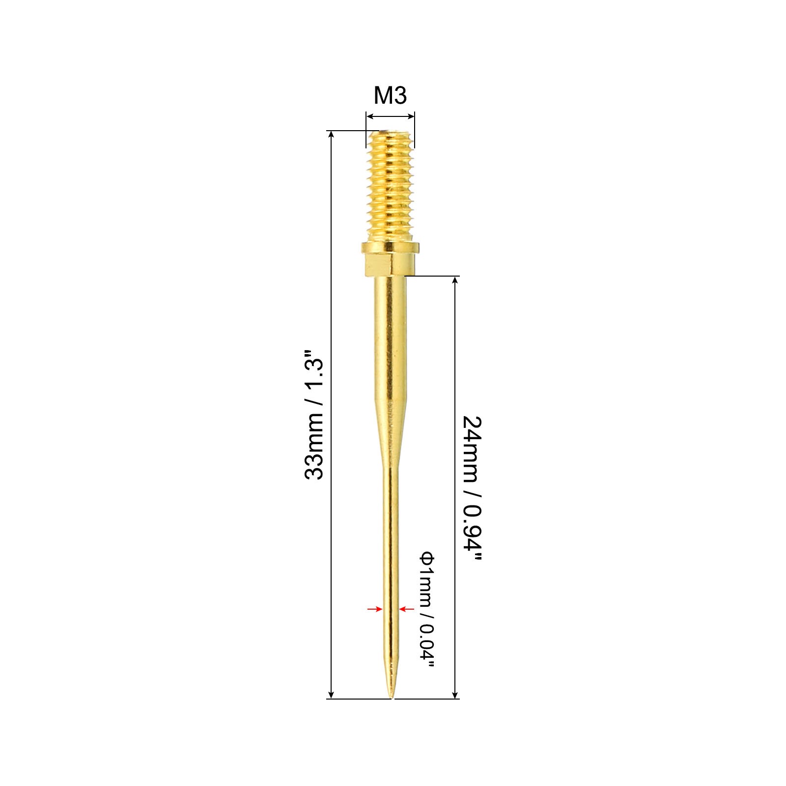4Pcs Test Probe Pins 1mm Copper Multimeter Extention Probe Needle Gold
