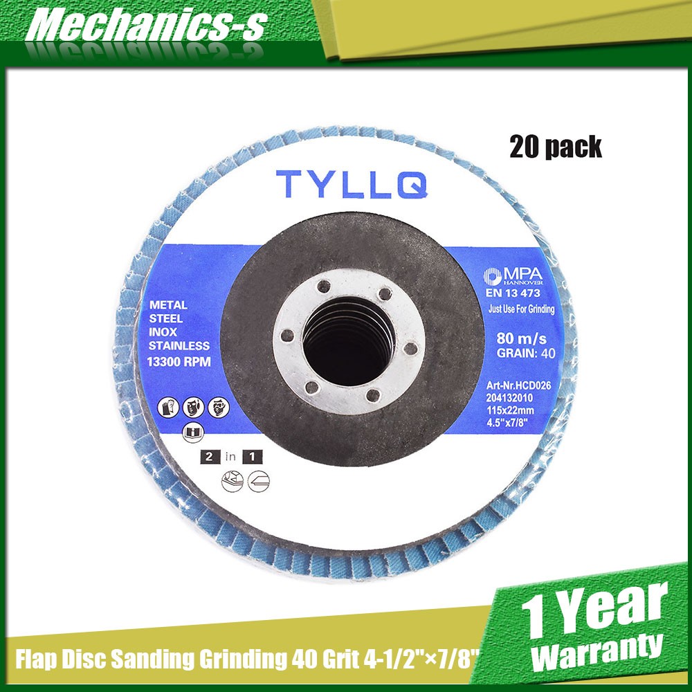 4.5" × 7/8" 40 Grit T29 Premium Zirconia Flap Disc Sanding Grinding 20Pack