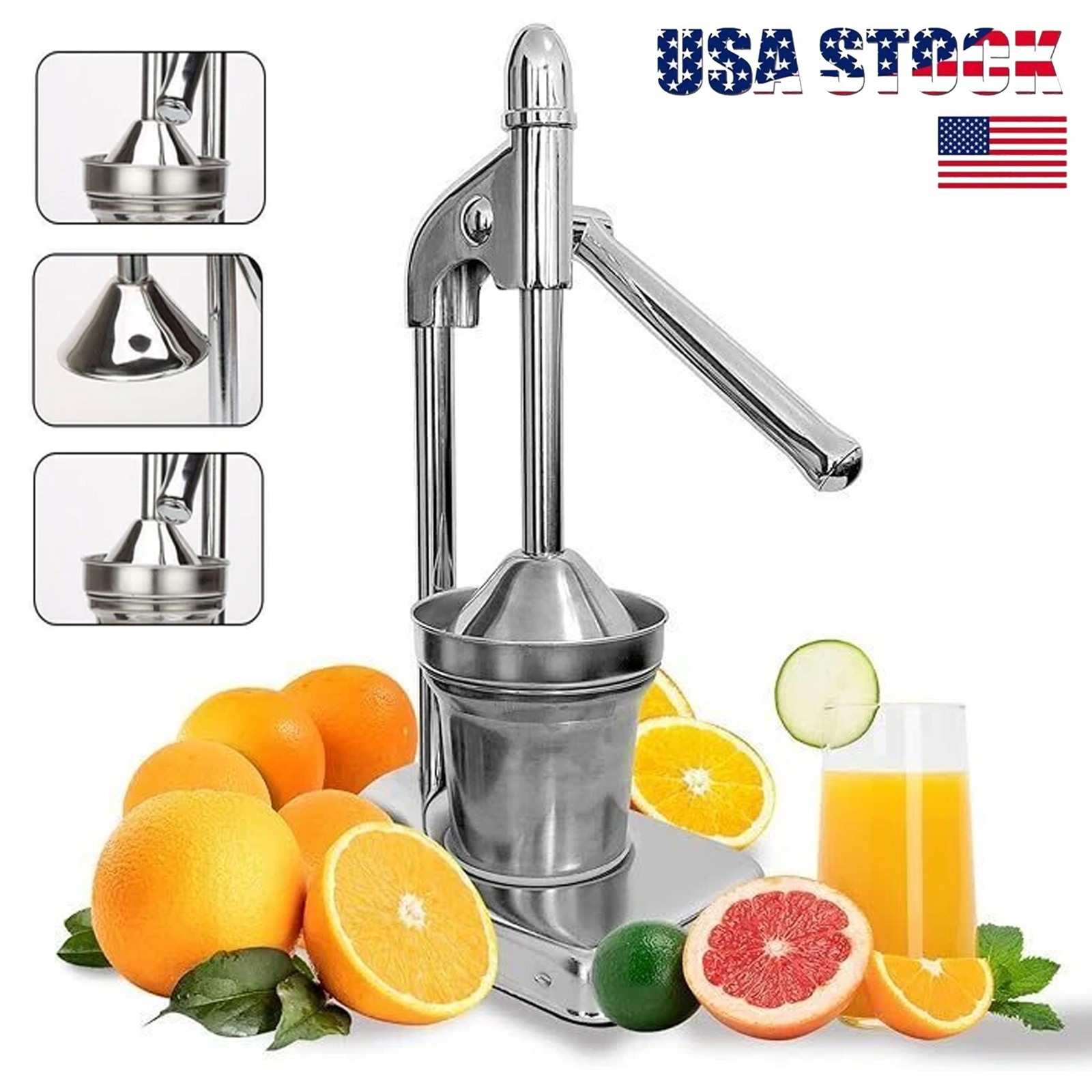 Manual Hand Juicer Press Orange Lemon Fruit Squeezer Machine Stainless Steel New