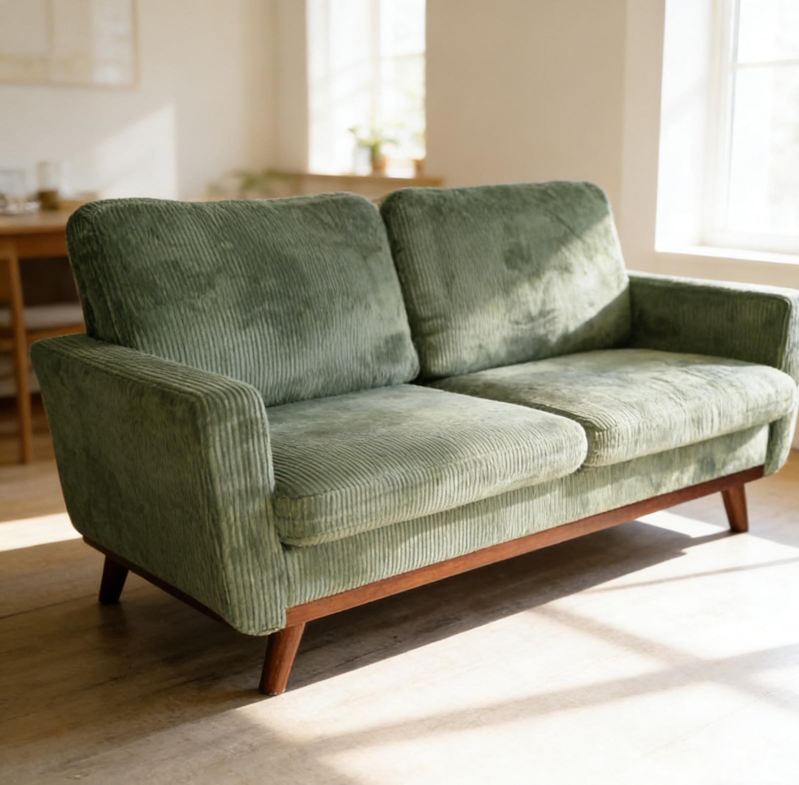 NEW 68" Corduroy Sofa 2-Seater, Modern Small Space Couch for Living Room Green