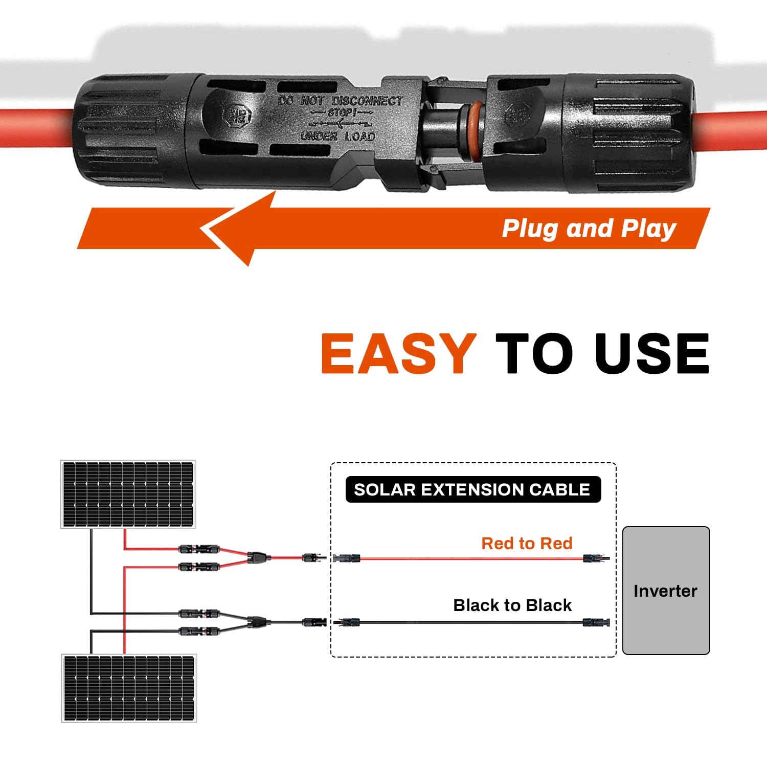 Cocosy 2 X 30Ft 10Awg Solar Panel Extension Cable